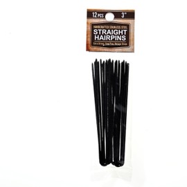 Amish Valley Products Straight Stainless Steel Heavy Duty Snagless Hairpins Handmade Hair Pin (Black, 3 Inch)