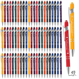 Fuutreov 50 Pcs Christian Pens Gift Bulk Bible Verse Inspirational Ballpoints Screen Touch Positive Scripture Metal Pens for Bible Set Sunday School Teacher Pastor Church Men Women(Multicolor)