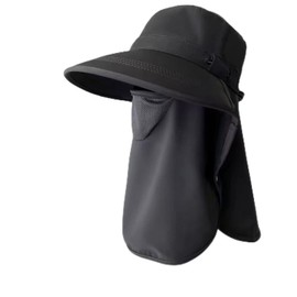 [Yurixbox] uvカット帽子 ブラック 日焼け防止 対策 ガーデニング レディース フェイスカバー ガーニング (ブラック)