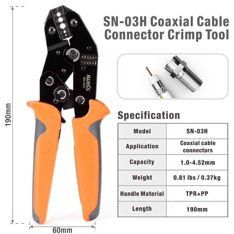 IWISS BNC SMA Coaxial Connector Fiber Optic Connector Crimping Tool