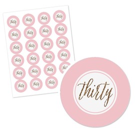 Big Dot of Happiness Chic 30th Birthday - Pink and Gold - Birthday Party Circle Sticker Labels - 24 Count