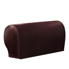 vctops Waterproof Faux Pu Leather Armrest Covers Vintage Stretch Arm Covers for Chairs Couch Sofa Armchair Slipcovers for Recliner Sofa 2pcs, Wine Red