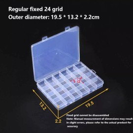 4 Packs 24 Grid Plastic Box Case Jewelry Bead Storage Container Craft Organizer