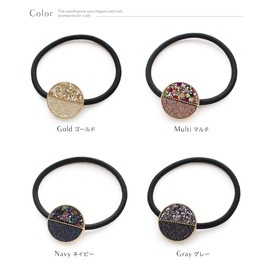JewelVOX Hair Accessories, Hair Elastic, Stylish, Popular, Sequin, Lurex, Circle, Gold Selection