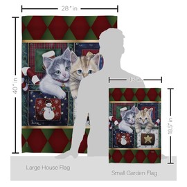 Breeze Decor S114097-BO Calendar Kittens Winter Christmas Decorative Vertical Flags Set, House 28"x 40" & Garden 13"x 18.5", Multi-Color