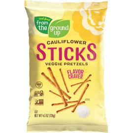 Real Food From The Ground Up Vegan Cauliflower Pretzels, Gluten Free, Non-GMO, 6 Pack (Sticks)