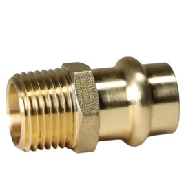 XFITTING Brass Press 1/2 inch x 1/2 inch Male NPT Press Coupling, Brass Press MNPT Coupling, 2 Pieces