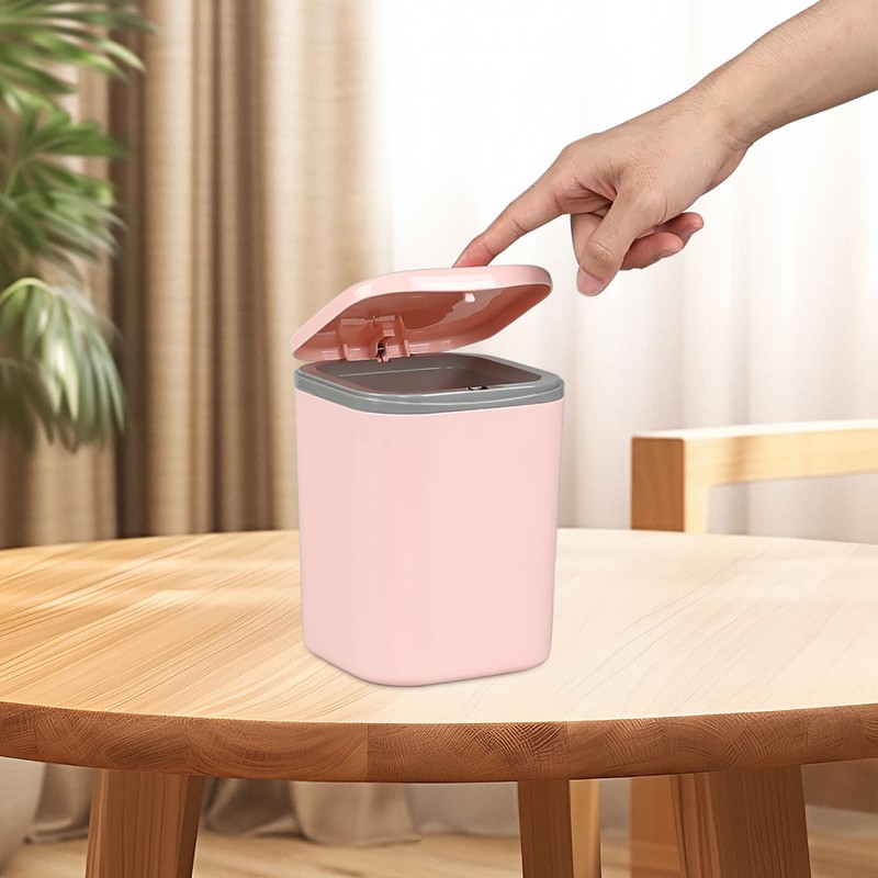 Yesdate 2 L Plastic Tiny Push-Button Trash Can, 0.5 Gallon