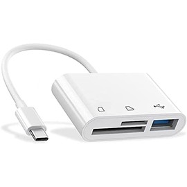 3 en 1 Lector de Tarjetas USB C a SD, Lector de Tarjetas de Memoria Micro SD, Lector de Tarjetas SD/Micro SD/USB 3 en 1 Tipo C Kit Conexión de Cámara USB 3 en 1