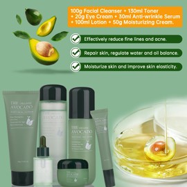 Avocado Skin Care Set, Skincare Gifts Kits For Hydrating Skin, Anti Aging Facial Kit For Women With Facial Cleanser, Toner, Face Serum, Lotion, Face Cream, Eye Cream. (6 Pieces)