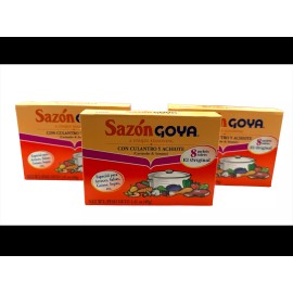 Goya Sazon Con Culantro Y Achiote - Seasoning Coriander & Annatto 1.41 oz 3 Pack