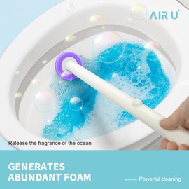 AIR U+ - cepillo para polvo de inodoro desechable, sistema de limpieza de inodoro, carrito de almacenamiento y 24 recambios de varitas para limpieza de baño (púrpura)