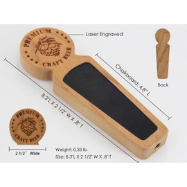 Fanfoobi Chalkboard Beer Tap Handle Display Made of natural cherry wood for Kegerators and Bars, 8.3" Length, Beer gift …