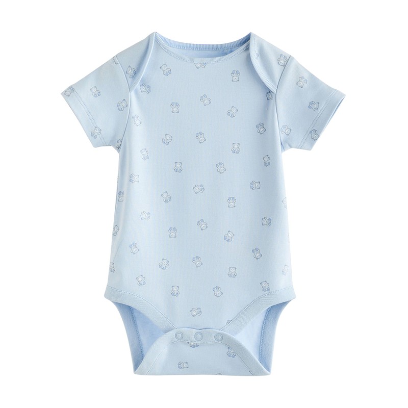 NEXT Kurzärmelige Baby-Bodys mit Bärendesign, 5er-Pack Blau 1 Monat