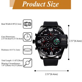 Round Watch Cool Men Men : Multifunction Calendar Compass Exercise Outdoor Analog Quartz Large Dial Gift Anniversary Birthday - White, red