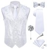 DiBanGu Mens Sequins Vest and Tie Set Solid V-Neck Shiny