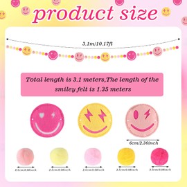 Fall Decor, Fall Decorations for Home, Felt Pumpkin Garland and Wood Bead for Fall Decorations Indoor, Fall Pumpkin Banner for Mantle Wall Decor (Preppy Smile Face)