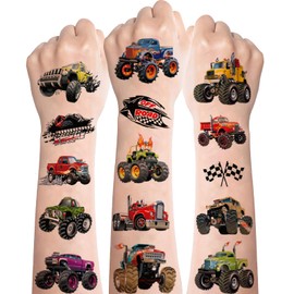 Children's Tattoo, 10 Sheets Monster Truck Tattoos for Children Boys, Waterproof Skin-Friendly Truck Children's Tattoo Stickers, Cool Monster Truck Children's Tattoos for Boys Party Bag Children's