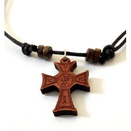 Christian-orthodoxe griechisch Religiöse Anhänger Halskette mit Holz Kreuz/18