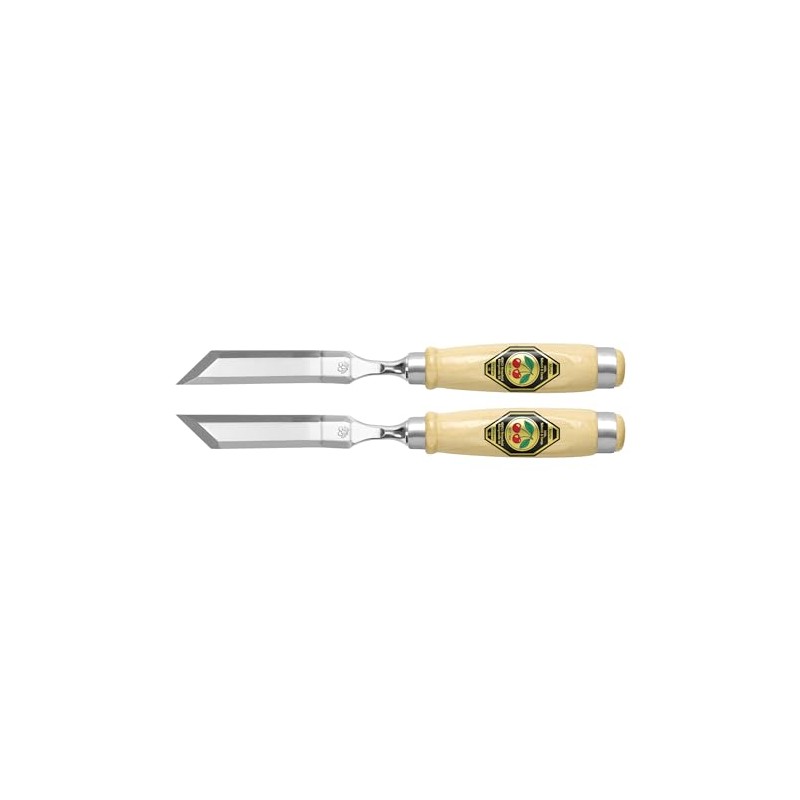 Kirschen 2326955 Stechbeitelpaar gekröpft mit schräger Schneide 12 mm, beige/silber
