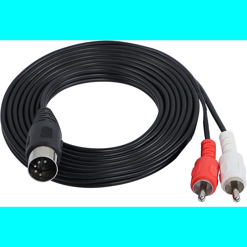 DIN 5 Pin to RCA Cable, tunghey 5-Pin Din Male