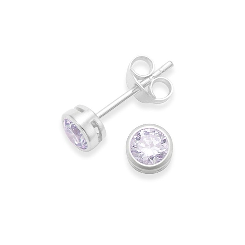 Heather Needham Sterling Silver Cubic Zirconia Earrings -Lavender/Lilac/Mauve sparkly stud