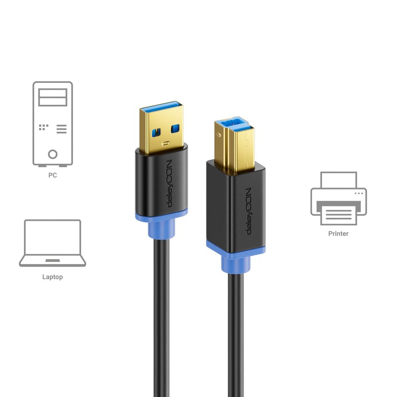 deleyCON 1m USB 3.0 Super Speed Kabel USB A-Stecker zu
