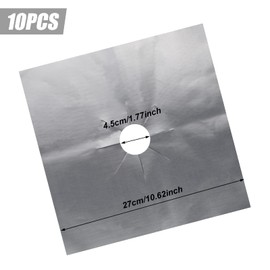 SZCXDKJ 10 Pieces Silver Gas Hob Protectors,Non-Stick Stove Cover Washable,Reusable,Burner Protector Heat Resistant Stovetop Sheets Easy Clean for Gas Cookers Kitchen Cleaning