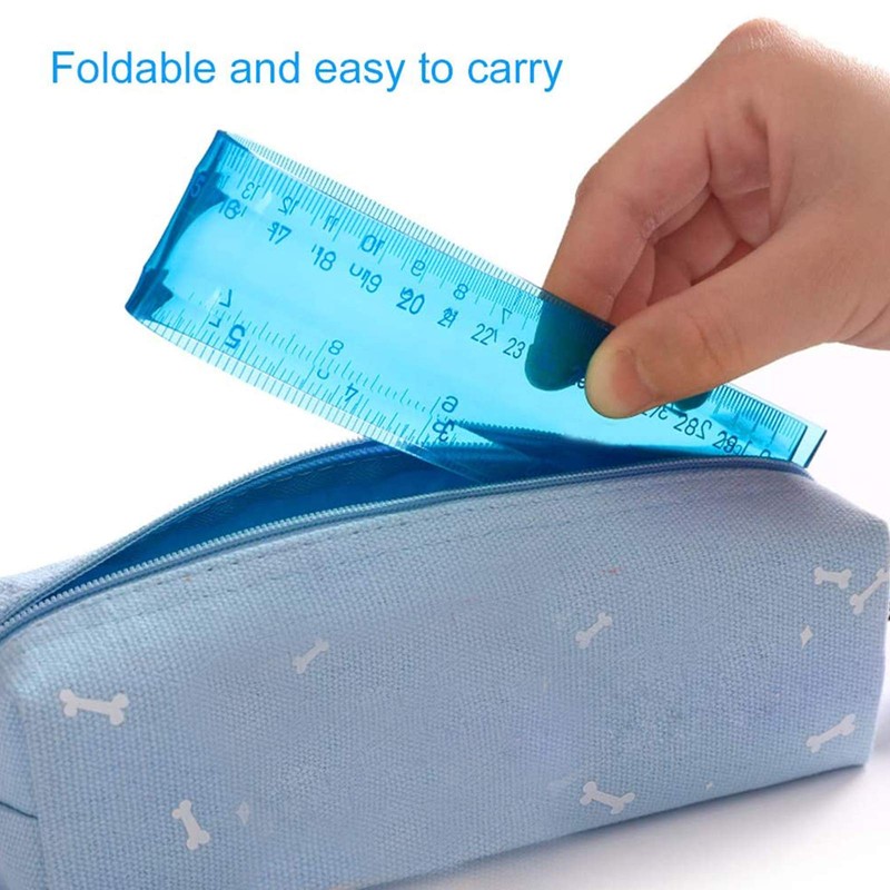 Bendable Ruler, Transparent Plastic Ruler Set, Shatterproof Flexible Ruler, Double-Sided