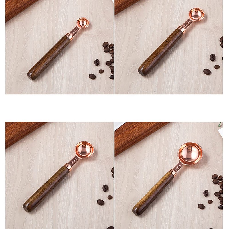 ANCLLO Stainless Steel Measuring Cups Set with Walnut Handle for