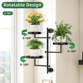 Gaoymsym Rotating Window Plant Shelves Plant Shelf Indoor Metal Plant Stand Rotating Window Shelf for Plants 3 Tier Plant Stand Wall Plant Holder Wall Planters