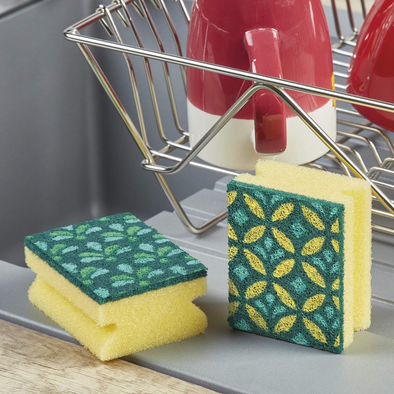 Spontex Mosaic Cleaning Sponge with Anti-Lint Technology and Practical Handle