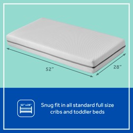 Sealy Baby DuoBreathe 2 Stage Breathable Crib Mattress, GREENGUARD Gold Certified, Made in USA, Waterproof, Premium Dual Firmness and Hypoallergenic, Toddler Bed Fit, 52x28