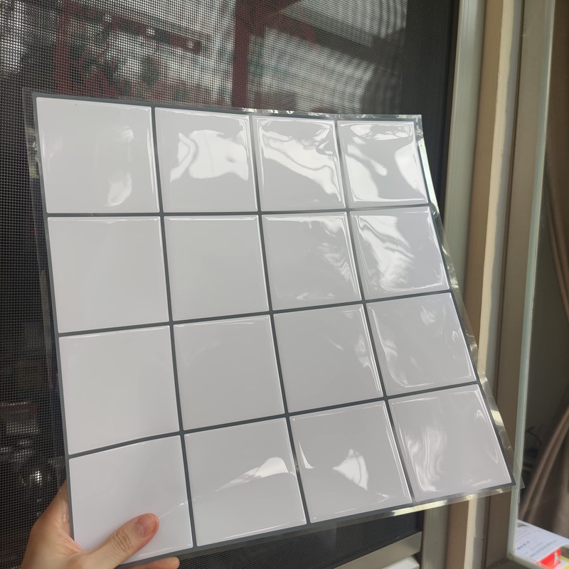 MORCART Peel and Stick Tiles, Versatile, White Large Grid Pattern,