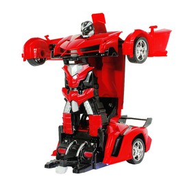 Robot Toy, Transforming Toy Car, RC Car, 2-in-1, RC Control, Remote Control, Can Be Transformed, Children's Favorite Gift (Red)