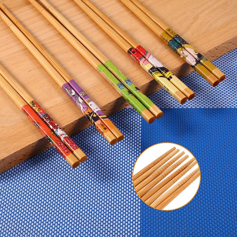 5 Pairs Bamboo Wooden Chopsticks Japanese Style Reusable Chopsticks Box