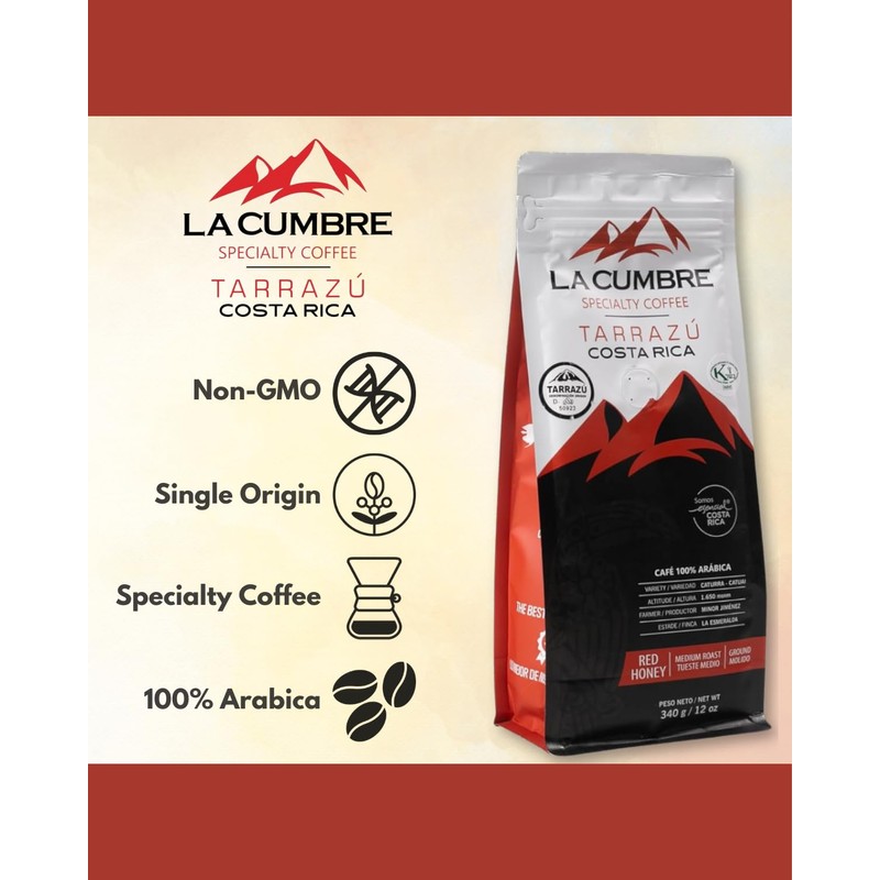 La Cumbre Specialty Coffee Ground Medium Roast, Arabica Beans, Low