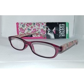 Foster Grant Emmy Pink Floral Spring Hinges Reading Glasses with Case +1.75
