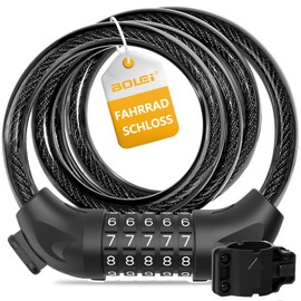 BOLEi Bicycle Lock with Combination Code 12 mm/120 cm I Anti-Theft Bicycle Cable Lock with 5-Digit Code Combination I Waterproof Combination Lock Cable for Bicycle, E-Bike, Pram, Ladders, Grills
