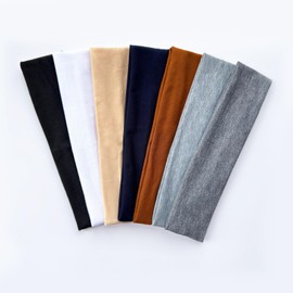 Headbands for Women Men 7 Pack 5.5 cm Fashion Sports Hair Bands for Women's Hair Soft Fabric Stretchy Head Band for Makeup, Yoga, Workout, Running