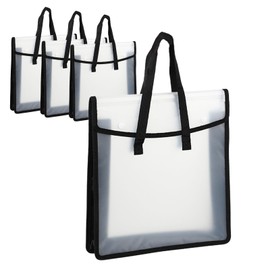 Qivine 4Pcs Paper Storage Bag, Clear Scrapbook Paper Storage Organiser, 12 X 12 Paper Storage with 3 Inch Expandable Pocket and Handle for Holding Scrapbook Paper Vinyl Paper Cardstock Hold up 250