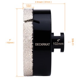 4" Diamond Hole Saw, 102mm Tile Hole Saw Drill Bit Diamond Tipped for Granite Marble Ceramic Glass Porcelain Quartz Tiles Stones Countertop, Core Drill Bits with 5/8-11 Thread for Angle Grinders