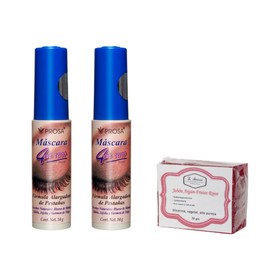 Prosa 4 en 1 | 2 Pack Mascara Pestañas Rimel Varios Modelos | 1 Jabón 50g La Artesanal (Clásico Azul)