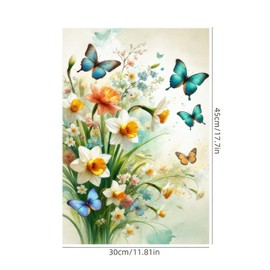 BlissYard Spring Garden Flag Double-Sided 12x18 Inch Daffodils Blue Butterflies Flags Outdoor Decoration for Seasonal Lawn Patio Yard