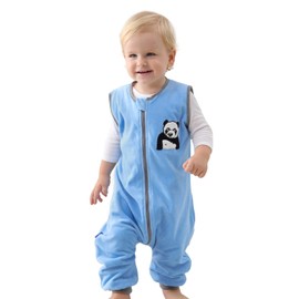 ililmmoe Baby Unisex Sleeping Bag with Feet Pyjamas Infant Walking Cotton Sleeping Bag Portable Blankets Lining Made of Cotton Clip 1.5 Tog, Blue Panda L, 100 cm