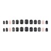 24Pcs Short Square Fake Nails Black Glitter French Tip Short