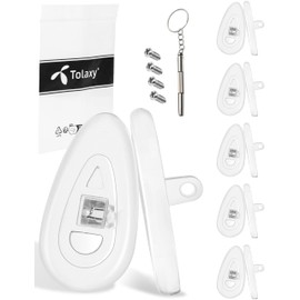 Tolaxy 5 Pairs Screw-in Eyeglass Nose Pads, 15mm Clear Glasses Replacement Nose Pieces for Oakley Conductor 6 OO4106 | Conductor 8 OO4107 | Conductor RX OX3186 | Conductor 0.5 OX3187 Sunglasses