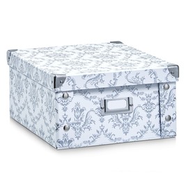 Zeller 17574 Cardboard Storage Box, Blue Stripes, Decorated, Approx. 33 x 33.5 x 32 cm, 31 x 26 x 14 cm