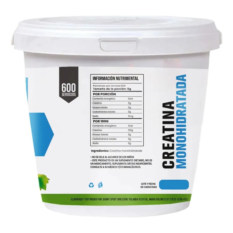 Creatina D-mon Monohidratada 3kg 600 Servicios Variossabores