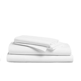 HotelSheetsDirect Bed Sheets Set - 1600 Thread Count, 4 Pieces (1 Flat, 1 Fitted Sheet, 2 Pillow Cases) - 100% Bamboo Sheet Sets, King - White